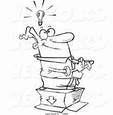 Box Cartoon Outside Idea Businessman Outline Standing Coloring Think sketch template