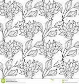 Vector Monochrome Seamless Floral Pattern Blossom Abstract Preview sketch template