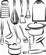 Kitchen Utensil Utensils Cooking Clipart Coloring Pages Clip Drawing Illustration Vector Cliparts Silhouette Set Printable Stock Tools Illustrations Getdrawings Royalty sketch template