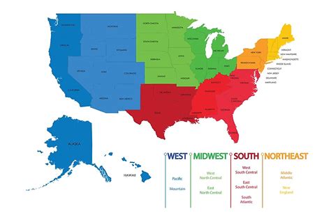 officially recognized  regions   divisions   united states