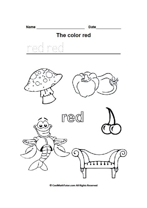 color red worksheets  kindergarten kindergarten colors preschool