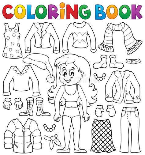 coloring book girl  clothes theme  stock vector illustration