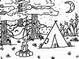 Coloring Pages Printable Camping Kids Fire Book Summer Camp Sheets Colouring Sheet Preschool Color Moon Print Adult Campfire Adults Colorings sketch template