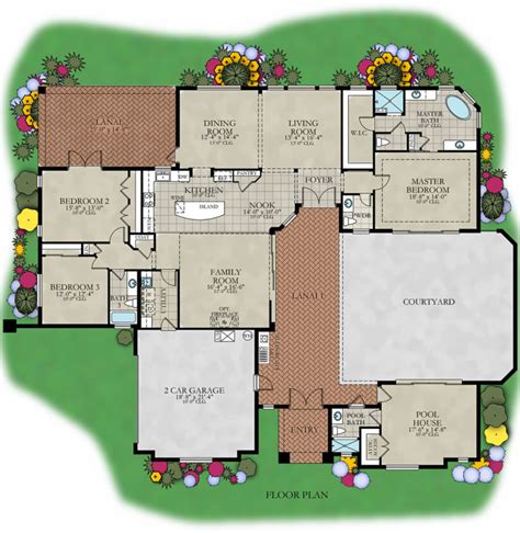 courtyard iv   car garage pool  spa oversized lot orlandos premier custom home builder