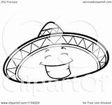 Sombrero Hat Cartoon Clipart Coloring Smiling Character Happy Outlined Thoman Cory Vector Template Pages sketch template