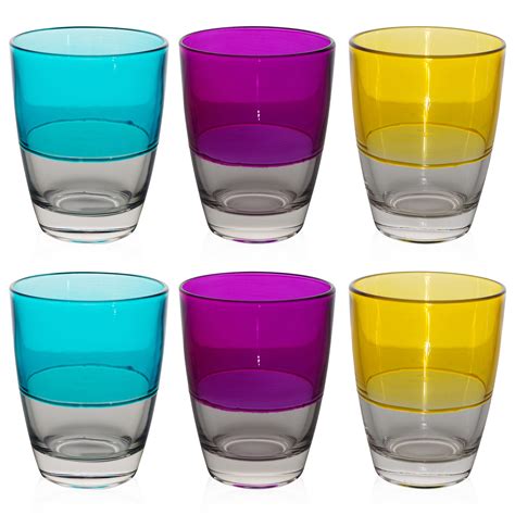 Multi Colored 3 6 Or 12 Tumbler Water Cocktail Juice Drinking Glasses