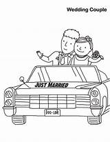 Coloring Married Wedding Just Couple Pages Car Groom Bride Getcoloringpages Print Book Kids Button Using sketch template