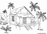 Coloring Jungle Hut Pages House Printable Adults Kids Color sketch template