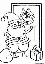 Coloring Claus Knocking Door Christmas Santa Pages Printable sketch template