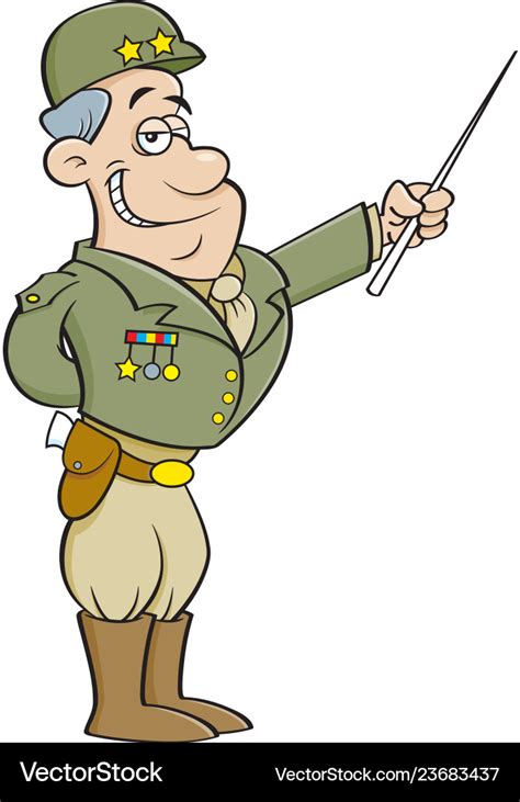 cartoon general   uniform pointing royalty  vector