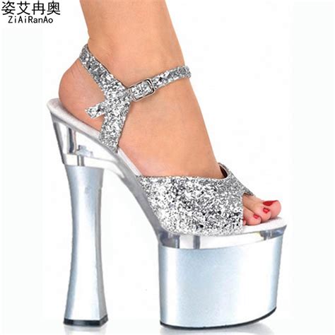 ziairanao nightclub sexy crystal sandals 8 cm platform shoes woman