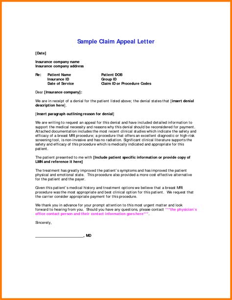 appeal letter exampledical letters sample  school medical claim