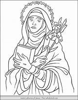 Catherine Siena Saint Coloring Pages Thecatholickid sketch template