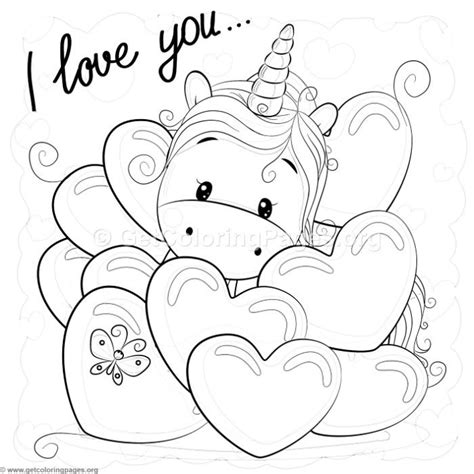 instant  valentine  love  unicorn coloring pages