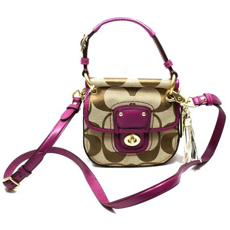 coach poppy signature mini  willis handbag crossbody bag berry