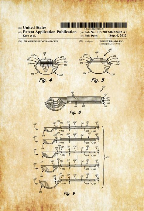 Measuring Spoons Patent Kitchen Decor Restaurant Decor Patent Print