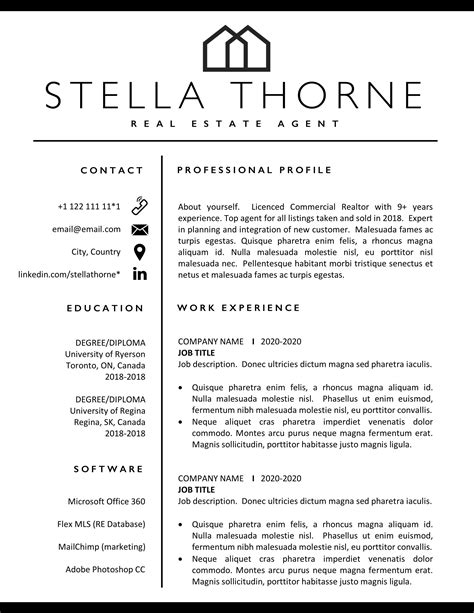 real estate resume template   application