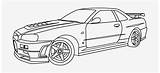 Skyline Gtr Nissan R34 Coloring Pages Collection Transparent sketch template