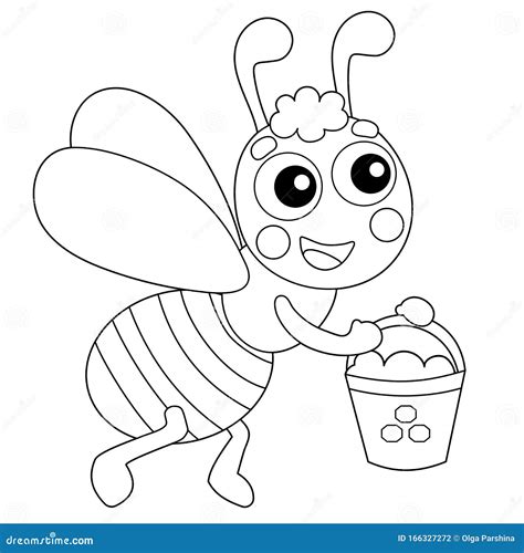 coloring page outline  cartoon bee  honey coloring book  kids