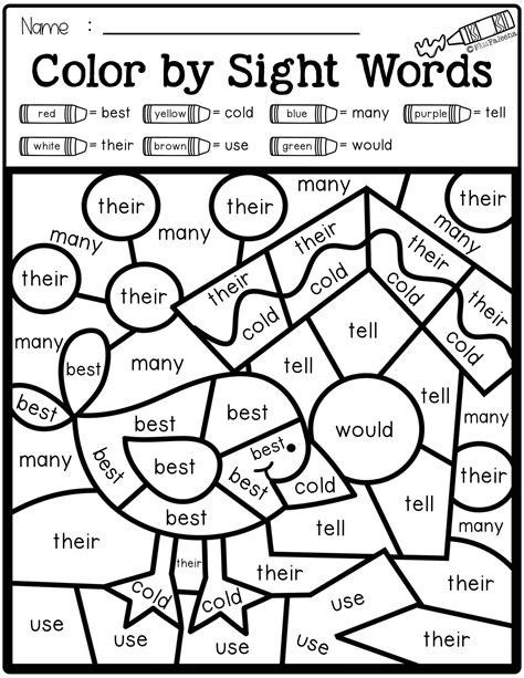pages  color  sight words worksheets  winter color