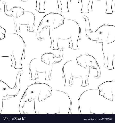 elephants contours seamless vector image  vectorstock