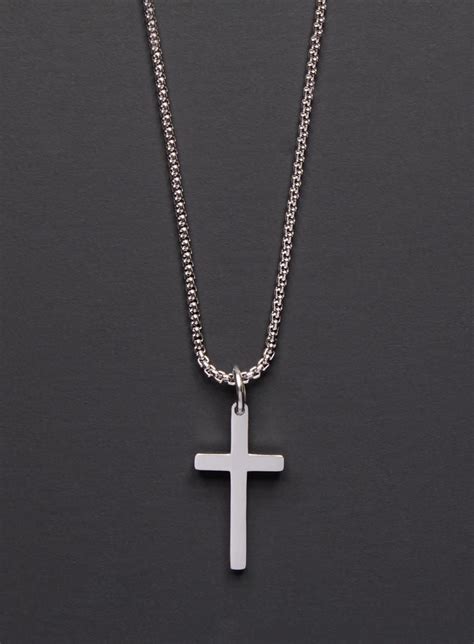 cross necklace for men men s stainless steel cross etsy steel cross