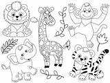 Jungle Clipart Animals Safari Coloring Animal Pages Zoo Baby Kids Choose Board Vector Set sketch template