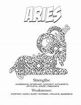 Coloring Aries Print Astrology Zodiac Adult Pages Horoscope Details Choose Board sketch template