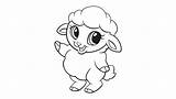 Coloring Cute Lamb Say Hallo sketch template