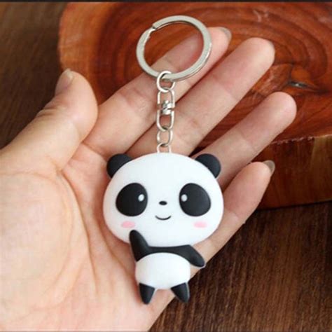 silicone animals panda handbag key ring chain cute cartoon panda