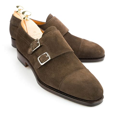 double monk in brown suede carmina