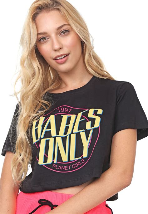 camiseta cropped planet girls babes only preta compre agora dafiti