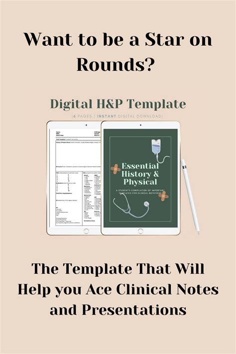digital  printable essential hp clinical template etsy