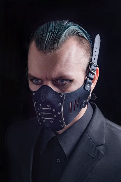 zipper mouth leather mask  face mask gothic mask etsy