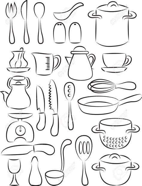 cooking utensils drawing  getdrawings