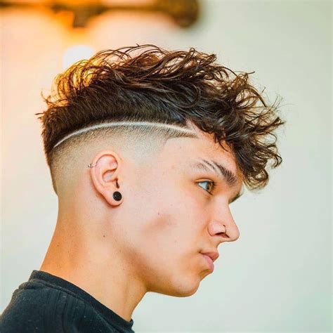 Curly Undercut With A Disconnected Fade Line Up Faded Hair Thick