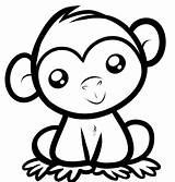 Monkey Cute Drawing Coloring Animal Drawings Cartoon Pages Baby Clipart Easy Simple Animals Monkeys Clip Face Kids Outline Colouring Cliparts sketch template