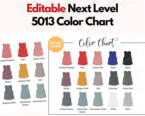 editable  level  color chart  colors chart mockup etsy