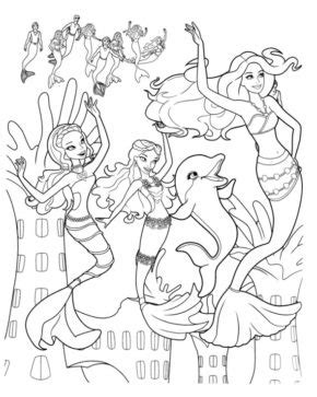 coloring pages  mermaids  dolphins coloring book