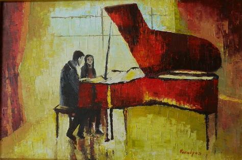 Piano Lesson Painting By Maria Karalyos