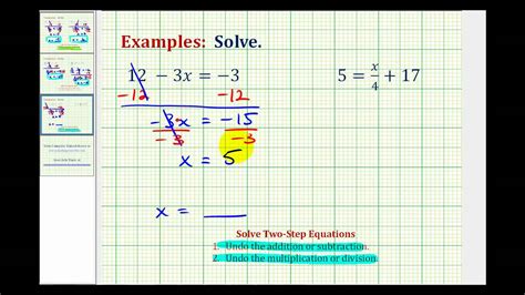 solving  step equations  integers youtube