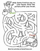 Santa Maze Easy Coloring Christmas Pages Activity Ones Little Simple Activities Site sketch template