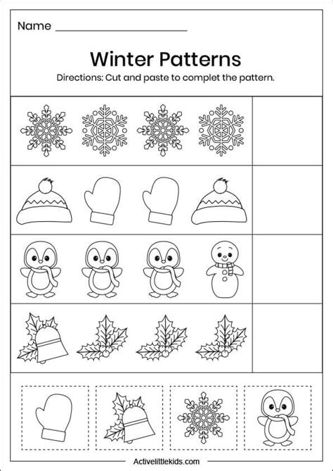 winter math worksheets  kindergarten active  kids