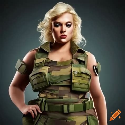 Tall Curvy Blonde Soldier In A Military Vest On Craiyon