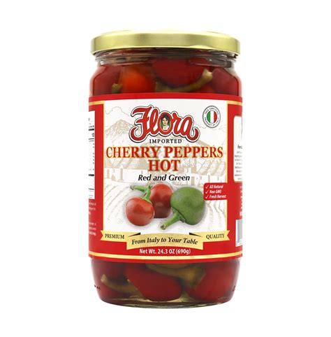 Whole Hot Cherry Peppers Hot Red And Green Cherry Peppers Flora Fine Foods