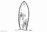 Surfboard Coloring Pages Tree Coconut Pattern Hawaiian Template Printable Kids Print Sketch Color Adults sketch template