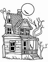 Coloring Haunted House Moon Under Night Pages Button Using Print Otherwise Directly Grab Could Easy sketch template