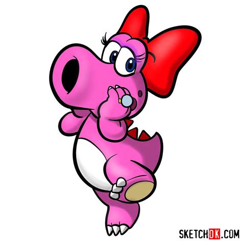 How To Draw Birdo From Super Mario Games Sketchok Easy Drawing Guides