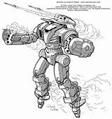Battletech Mech Mecha Sling Artisti Armor Fantascienza sketch template
