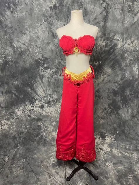 disney jurk aladdin princess dress jasmine rood kostuum etsy